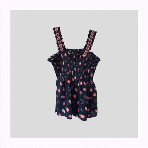 Wonder Nation girl straberry top L (10-12)navy - Picture 3 of 8